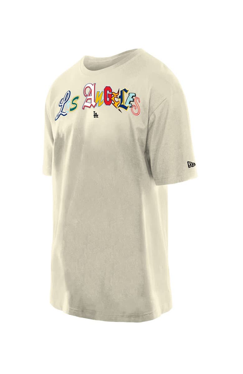 New Era Men's New Era Cream Los Angeles Dodgers Ransom Note Oversized T-Shirt, Alternate, color, Cream