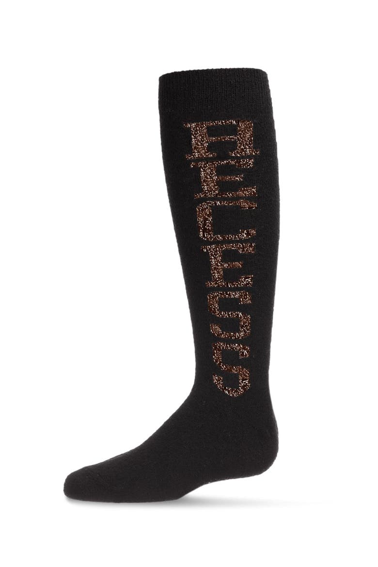 Lurex Recess Knee-High Socks, Main, color, Black