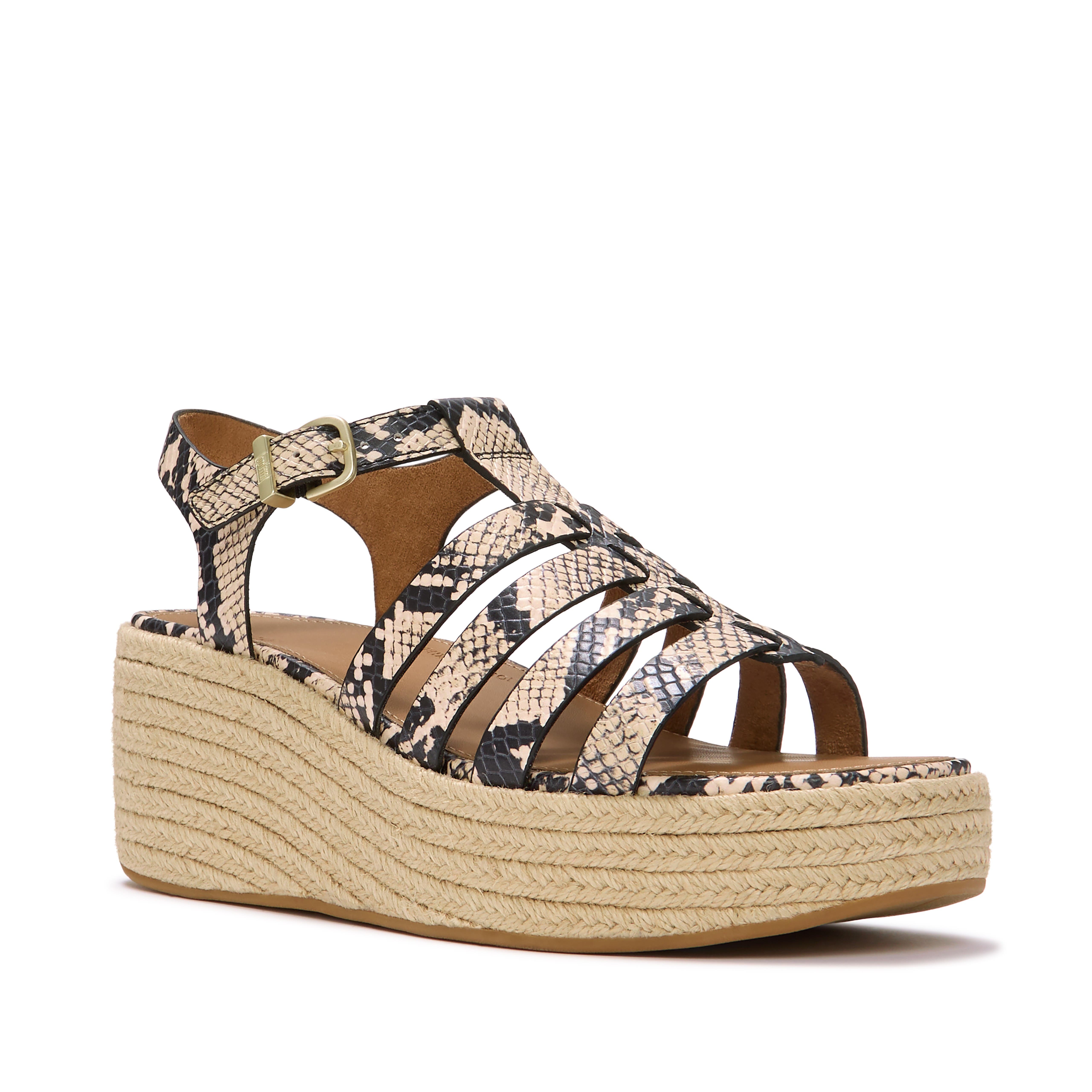 Platfform Snake Espadrille Fisherman Sandals, Main, color, Hazy Taupe/Black
