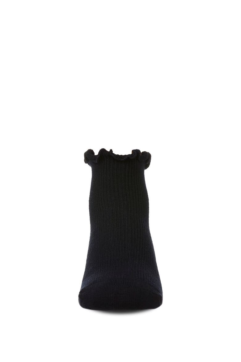 Ruffled Top Thin Ribbed Anklet Socks, Alternate, color, Navy