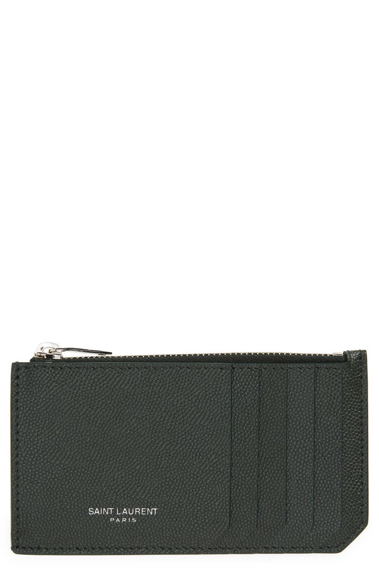 Saint Laurent Pebble Grain Leather Zip Wallet, Main, color,
