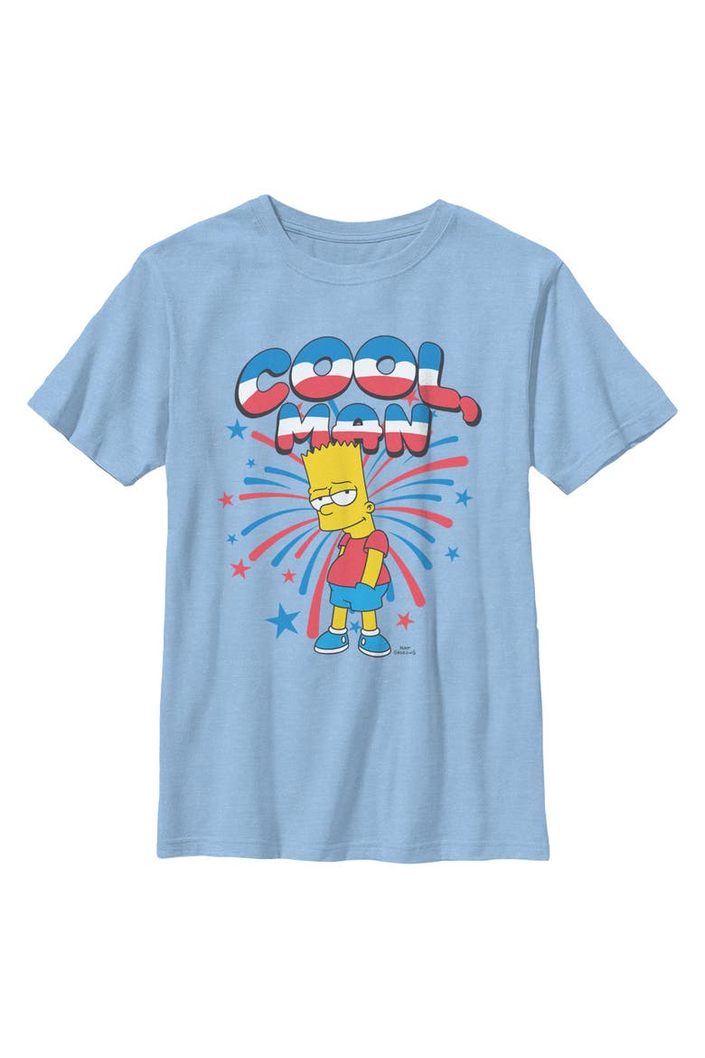 Boy's The Simpsons Festive Cool Man Bart  Graphic T-Shirt, Main, color, Light Blue