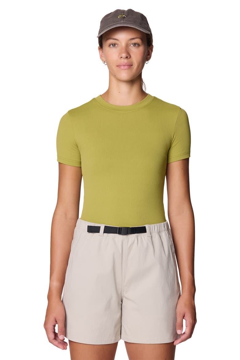 Peak Knit Short Sleeve Tee, Alternate, color, BRIGHT FATIGUE