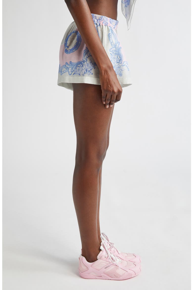 Medusa Cameo Print Cover-Up Shorts, Alternate, color, PASTEL PINK LIGHT GREY