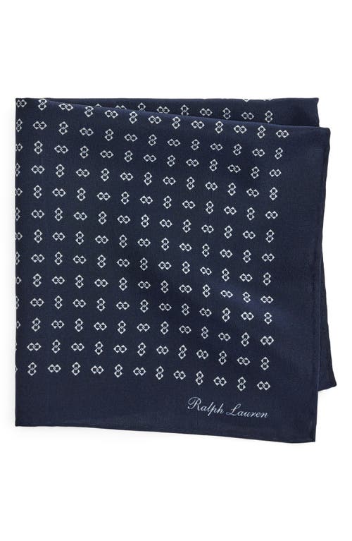 Ralph Lauren Purple Label Linked Diamond Deco Print Silk Pocket Square In Blue