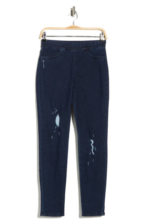 Hue Distressed Denim Ankle Leggings In Blue