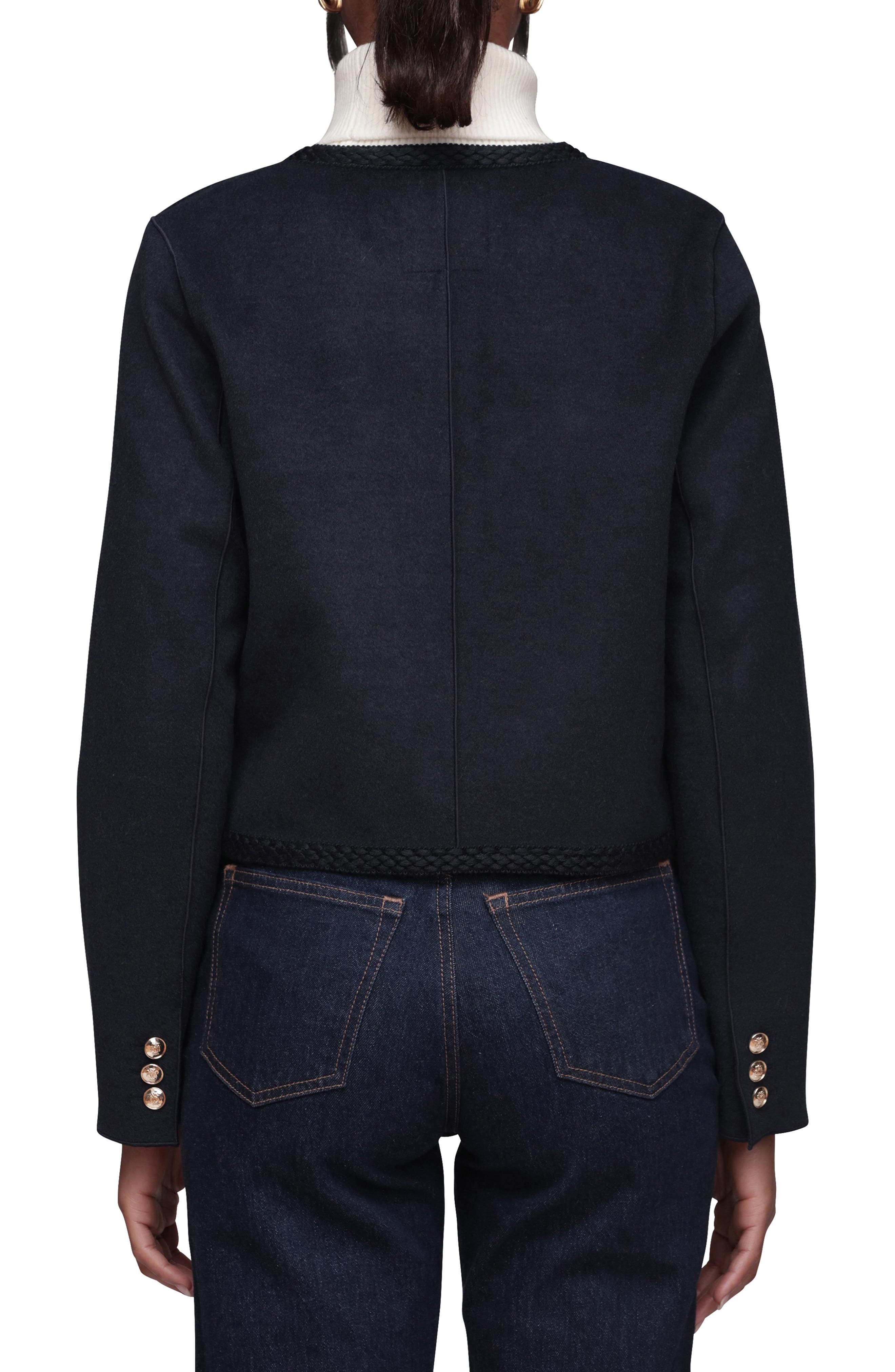 Cropped Collarless Jacket - image 2