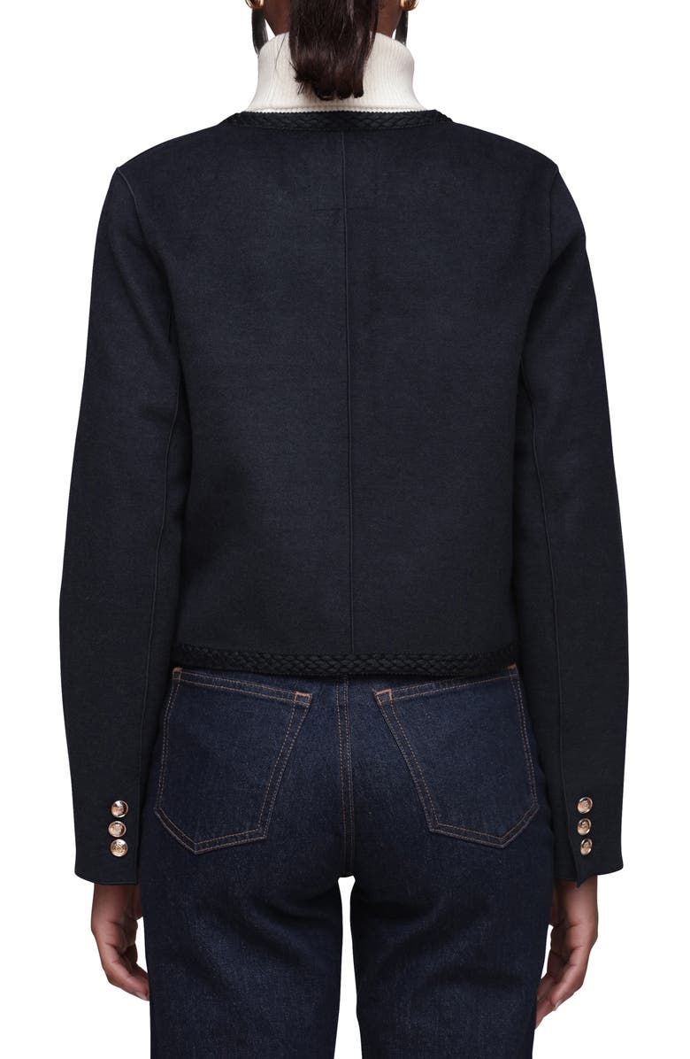 Bagatelle Cropped Collarless Jacket, Alternate, color, Navy