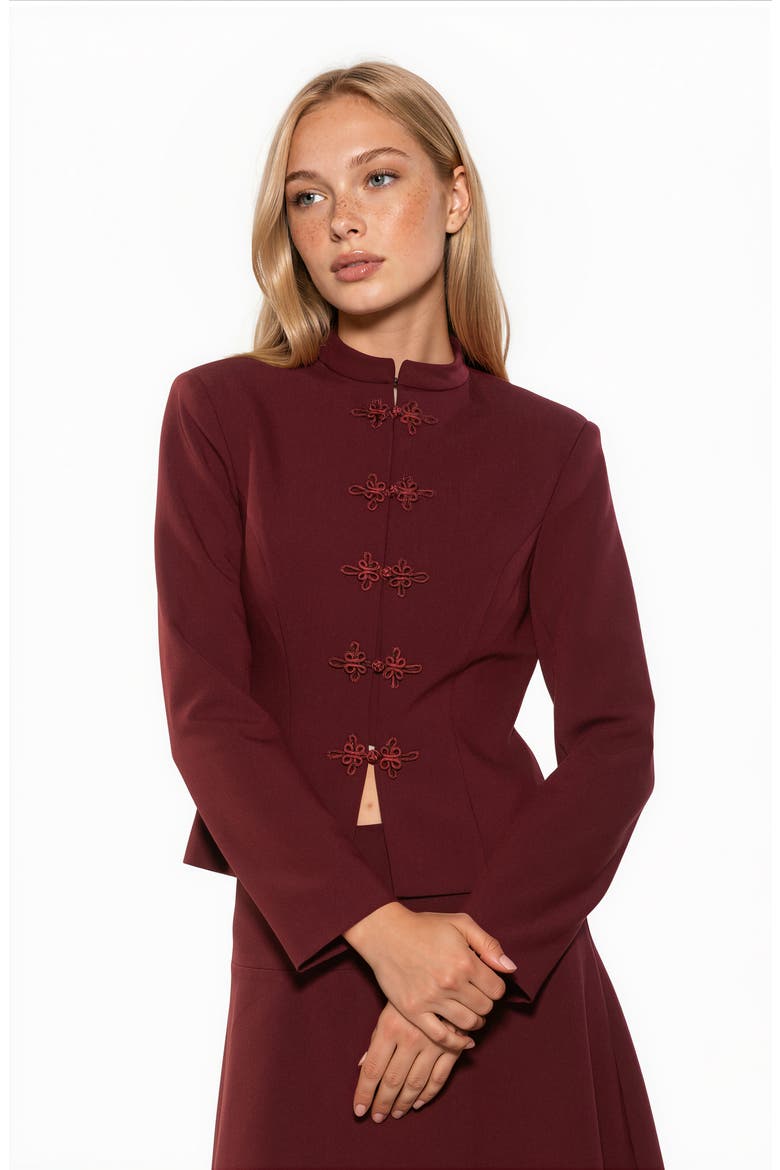 Moira Mandarin Collar Jacket, Alternate, color, BURGUNDY