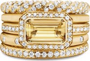 David Yurman Stax 18k Yellow Gold Statement Ring with Champagne Citrine & Diamonds