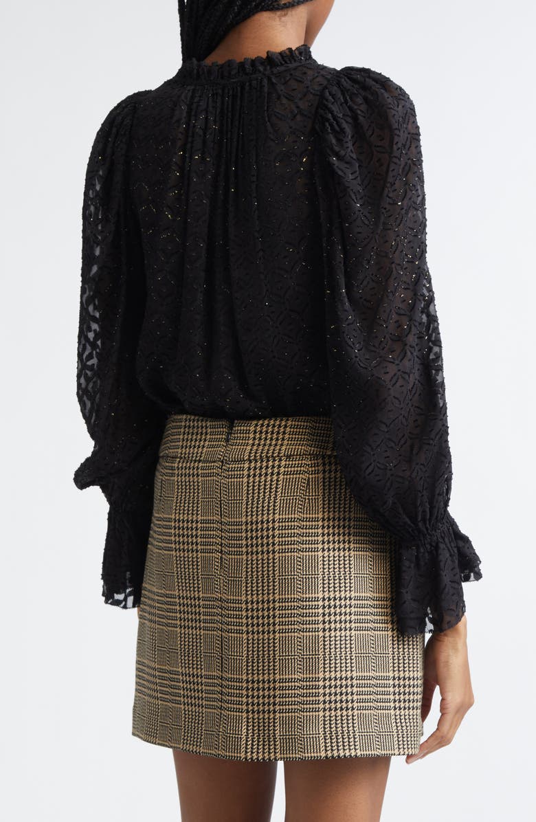 Veronica Beard Maxime Semisheer Fil Coupé Top, Alternate, color, Black Gold