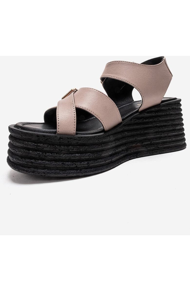 Forever & Always Shoes Mirette Leather Platform Sandal, Alternate, color, Off-White