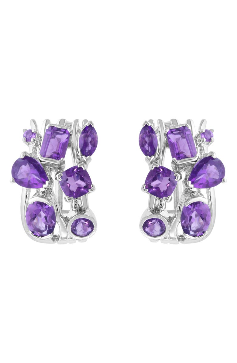 EFFY Amethyst Cluster Huggie Hoop Earrings, Alternate, color, Purple