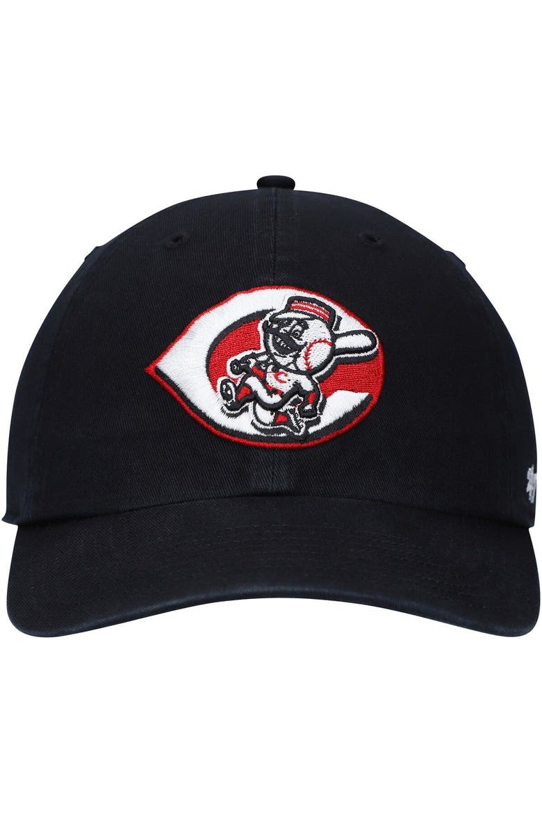 Men's '47  Black Cincinnati Reds Cooperstown Collection Clean Up Adjustable Hat, Alternate, color, Black
