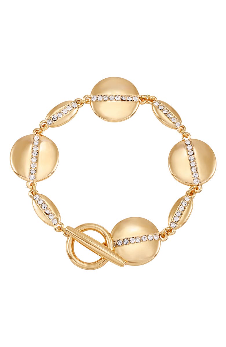 Vince Camuto Crystal Disc Toggle Bracelet, Alternate, color, Goldtone