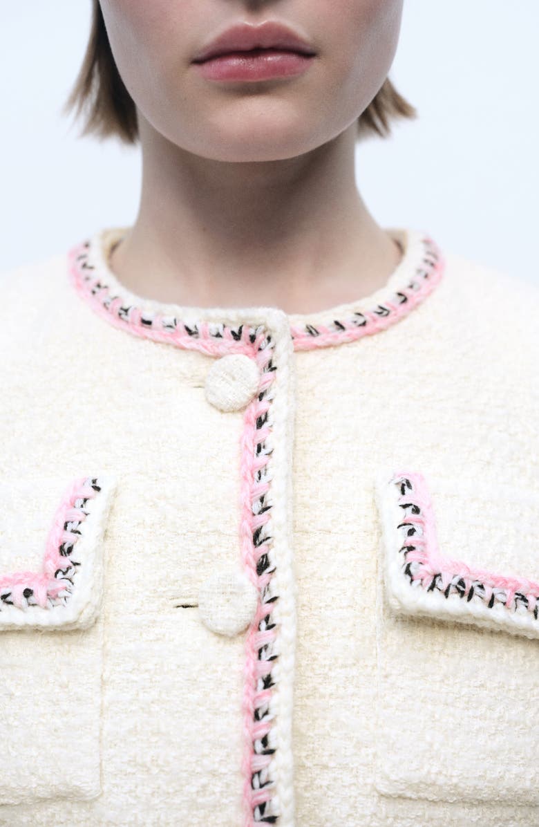 MANGO Whipstitch Tweed Jacket, Alternate, color, 