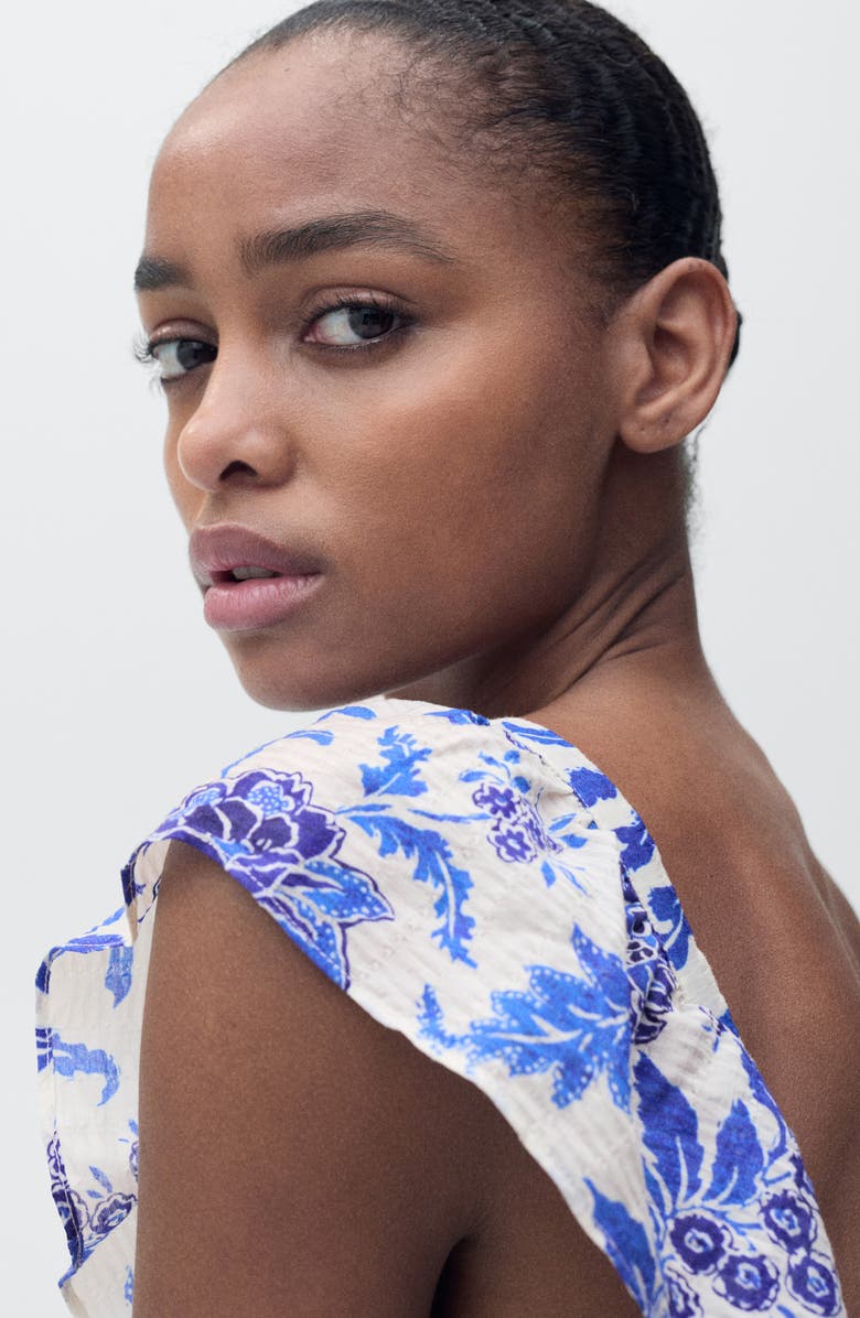 MANGO Ruffle Dress, Alternate, color, Blue