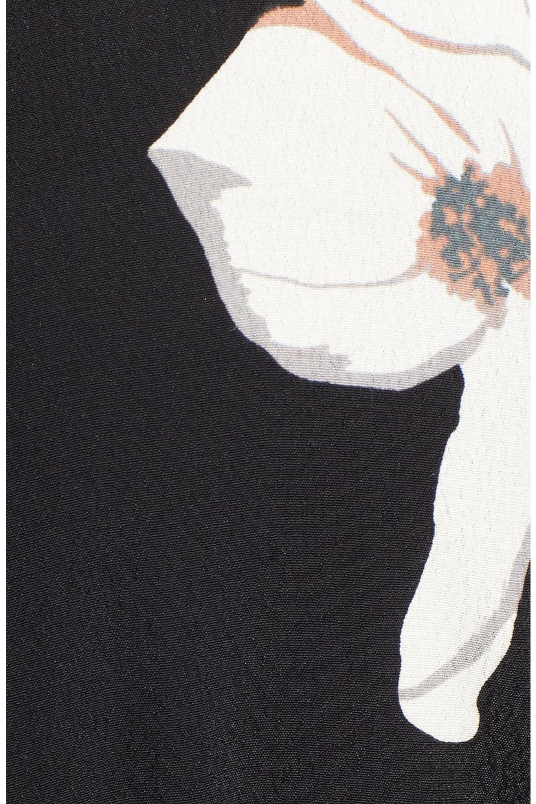 Floral Tie Front Midi Dress, Alternate, color, BLACK CHINOSRIE