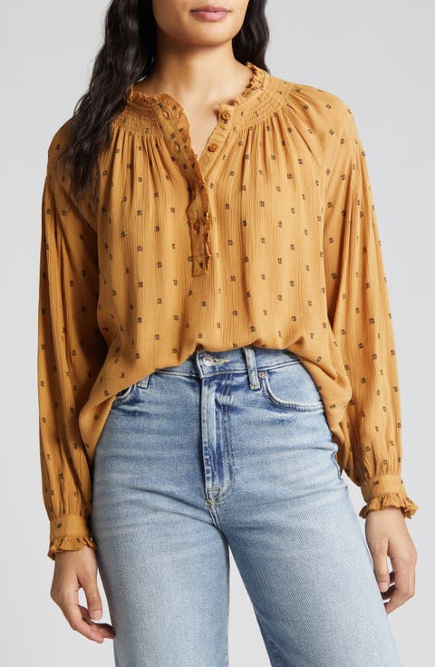 Smocked Print Top