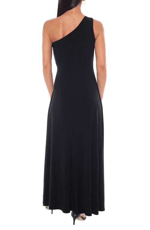 Marina One-shoulder Front Twist A-line Gown In Black