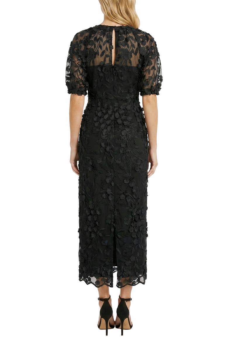 Illusion Floral Appliqué Gown, Alternate, color, BLACK