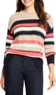 NIC+ZOE Nep Stripe Cotton Blend Sweater
