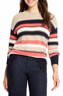 NIC+ZOE Nep Stripe Cotton Blend Sweater