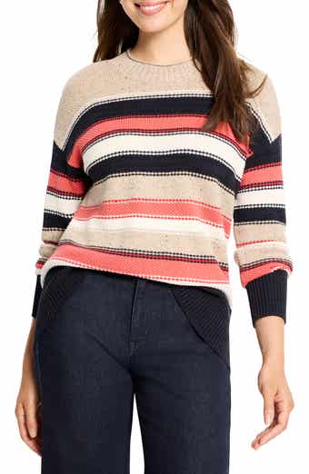 NIC+ZOE Nep Stripe Cotton Blend Sweater