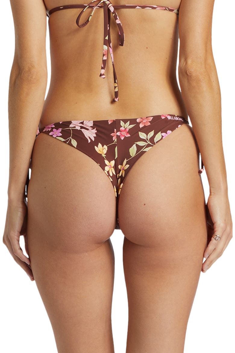 Free to Be Floral Side Tie Tanga Bikini Bottoms, Alternate, color, CHOCO CHIP