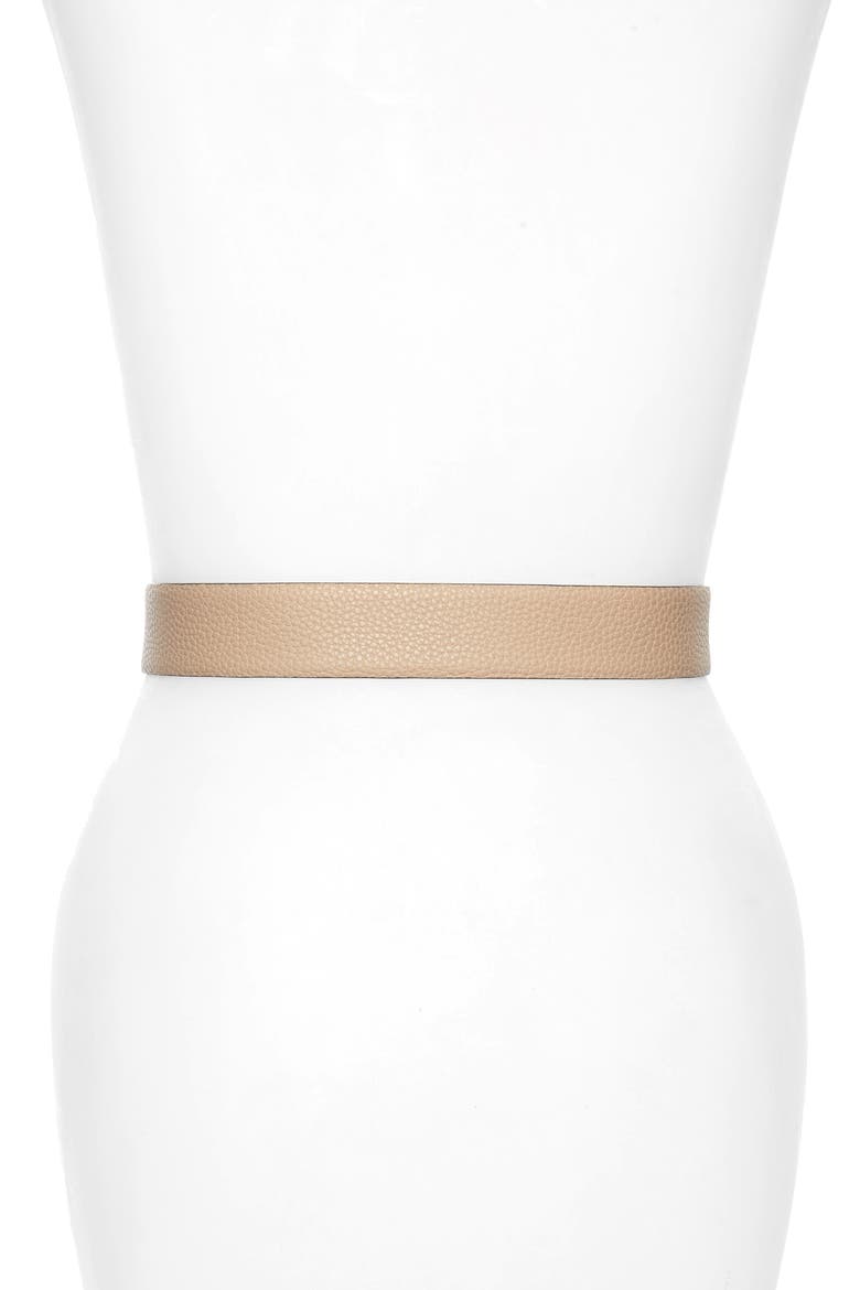 Reversible Gancini Calfskin Leather Belt, Alternate, color, NEW BISQUE