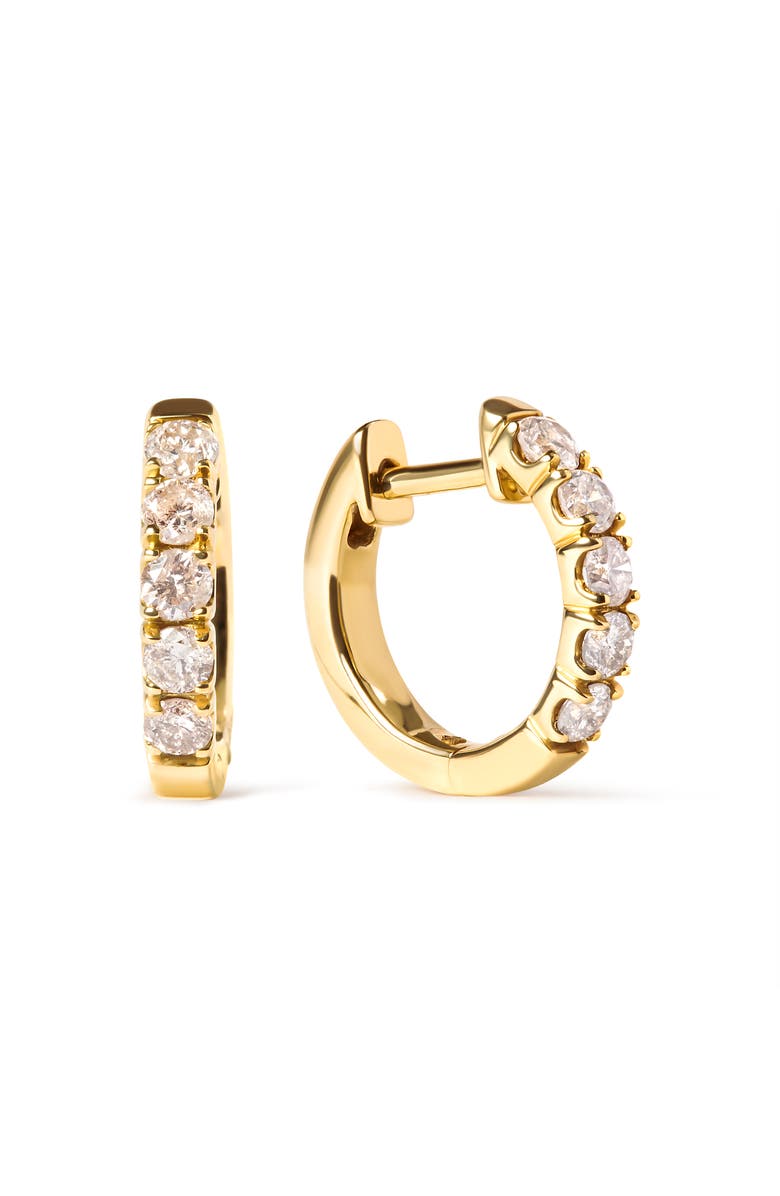 Haus of Brilliance 10K Yellow Gold 1/2 Cttw Round-Cut Diamond Hoop Earrings, Main, color, Yellow Gold