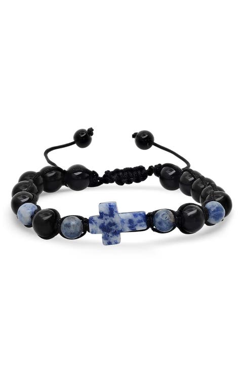 Men's Tiger's-Eye & Bead Cross Bracelet