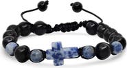 STEELTIME Men's Tiger's-Eye & Bead Cross Bracelet