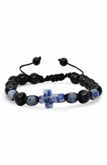 Men's Tiger's-Eye & Bead Cross Bracelet