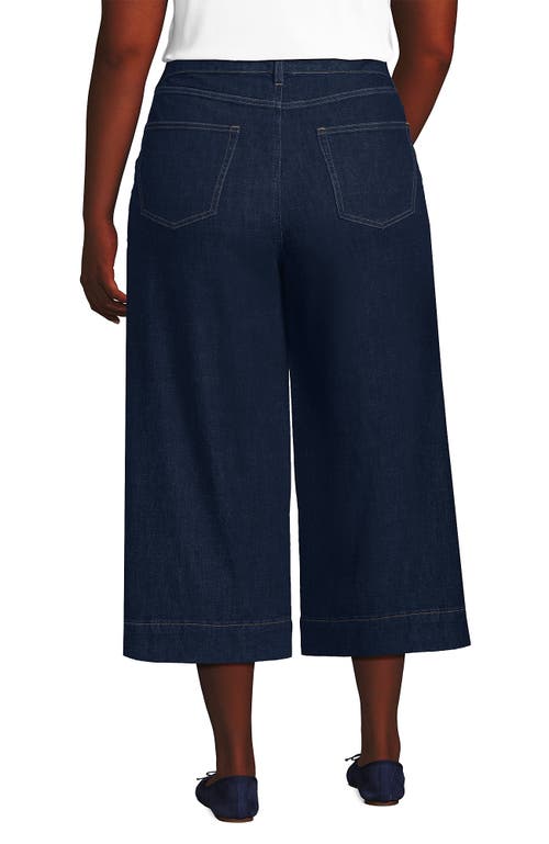 Lands' End Plus Size Denim Mid Rise Wide Leg Culotte Jeans In Blue