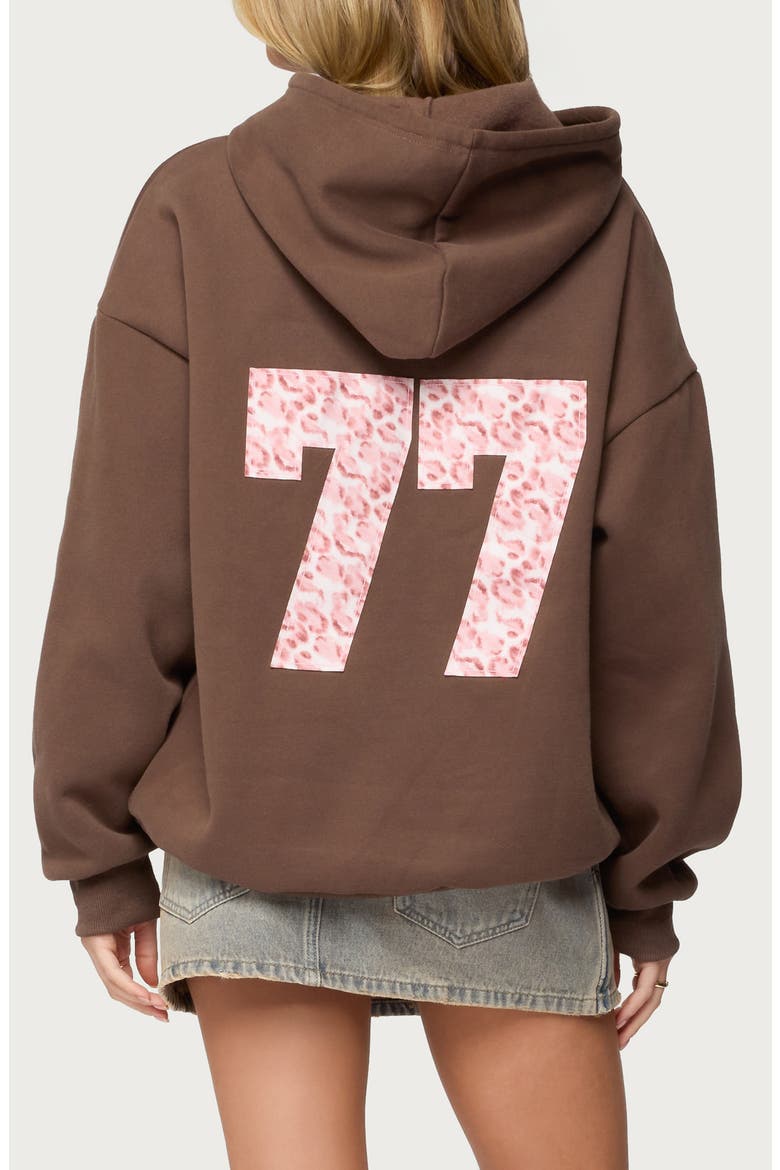 Leopard 77 Graphic Oversize Hoodie, Alternate, color, BROWN