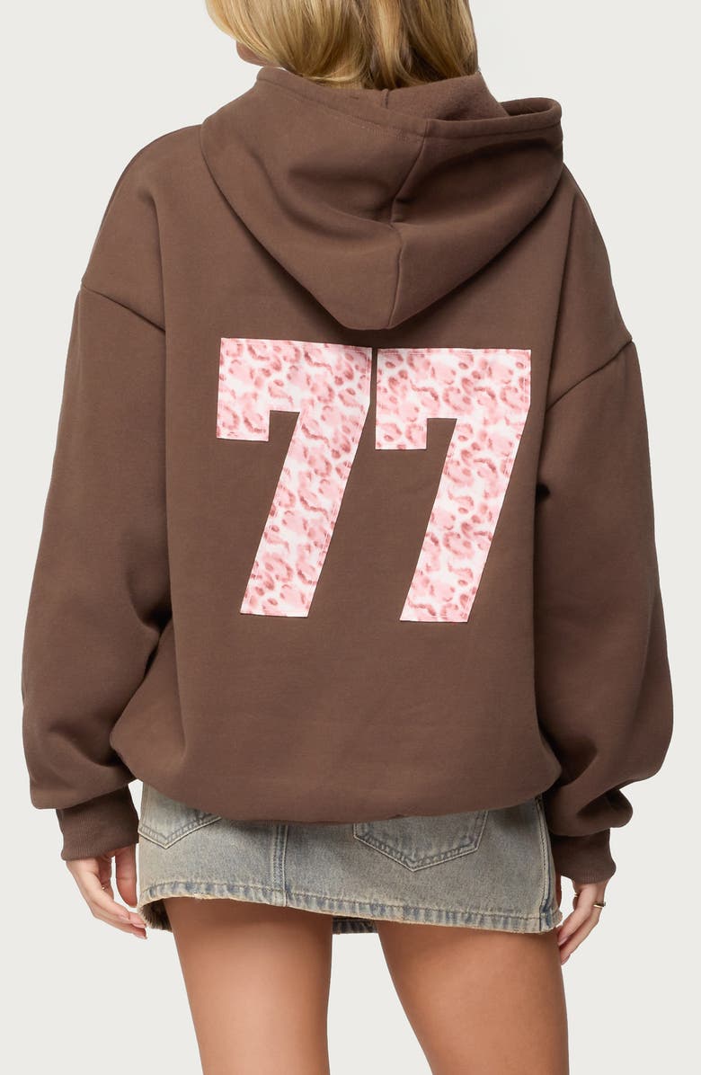 EDIKTED Leopard 77 Graphic Oversize Hoodie, Alternate, color,