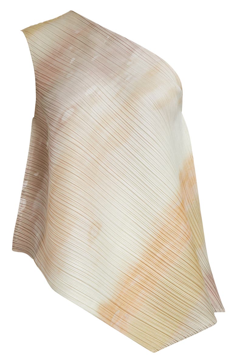 Issey Miyake Sea Bubble Pleated One-Shoulder Top, Alternate, color, Greige