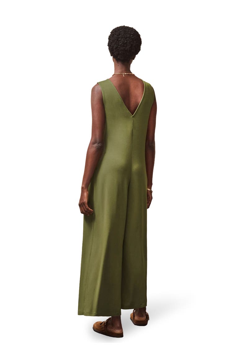 Jersey Sleeveless V-Neck Jumpsuit, Alternate, color, Olive