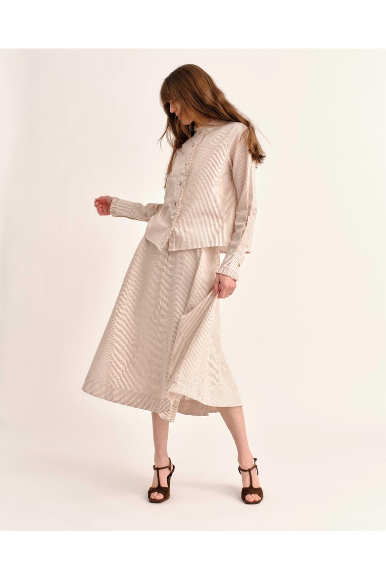 Percy Seersucker Button Up Shirt, Alternate, color, Tan
