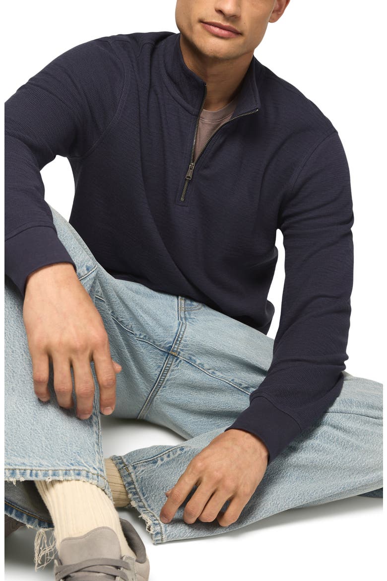 Quarter Zip Textured Pullover, Alternate, color, NAVY