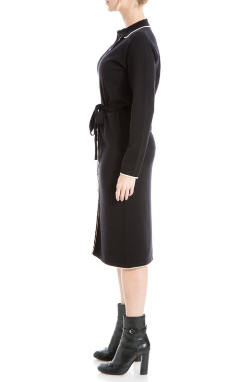 Max Studio Long Sleeve Shirtdress In Black/off White