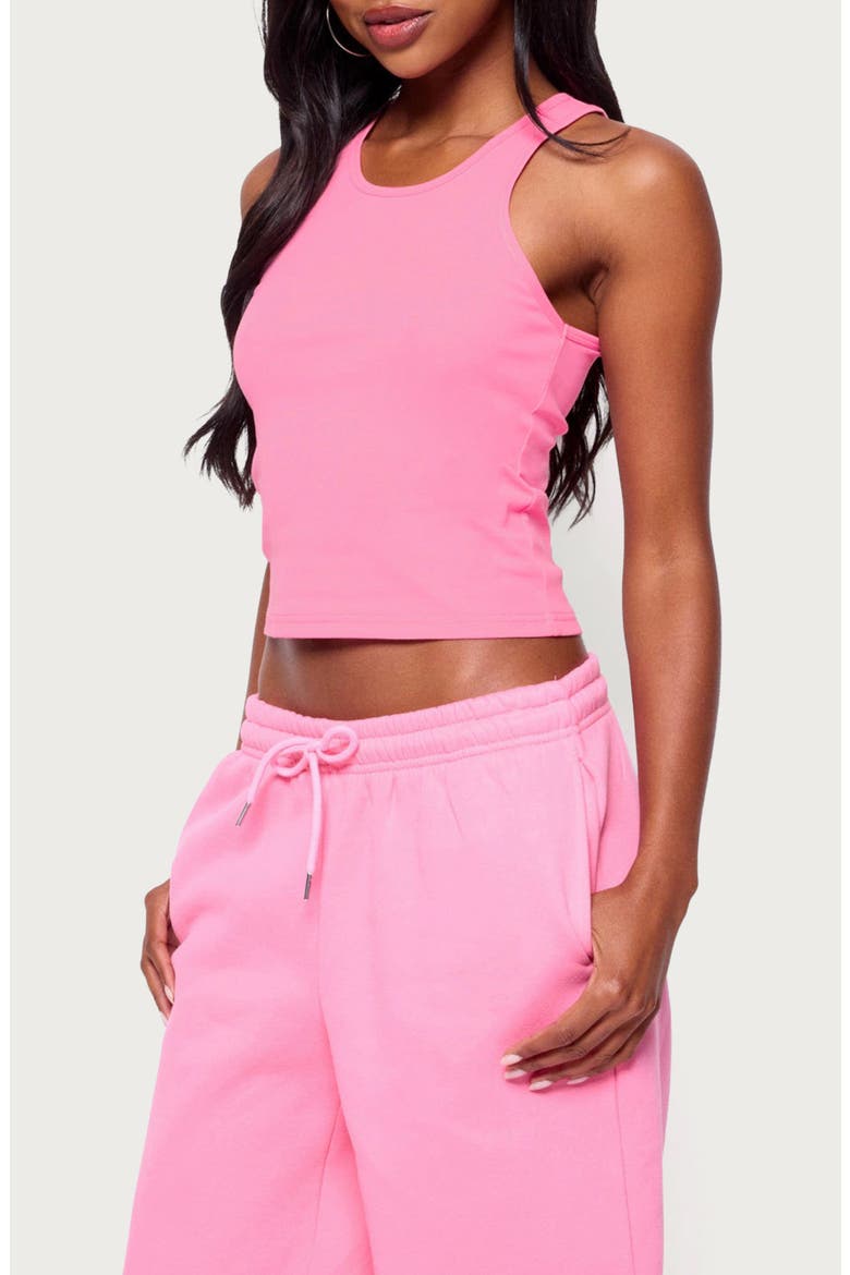 Francie Crop Stretch Cotton Rib Tank, Alternate, color, PINK