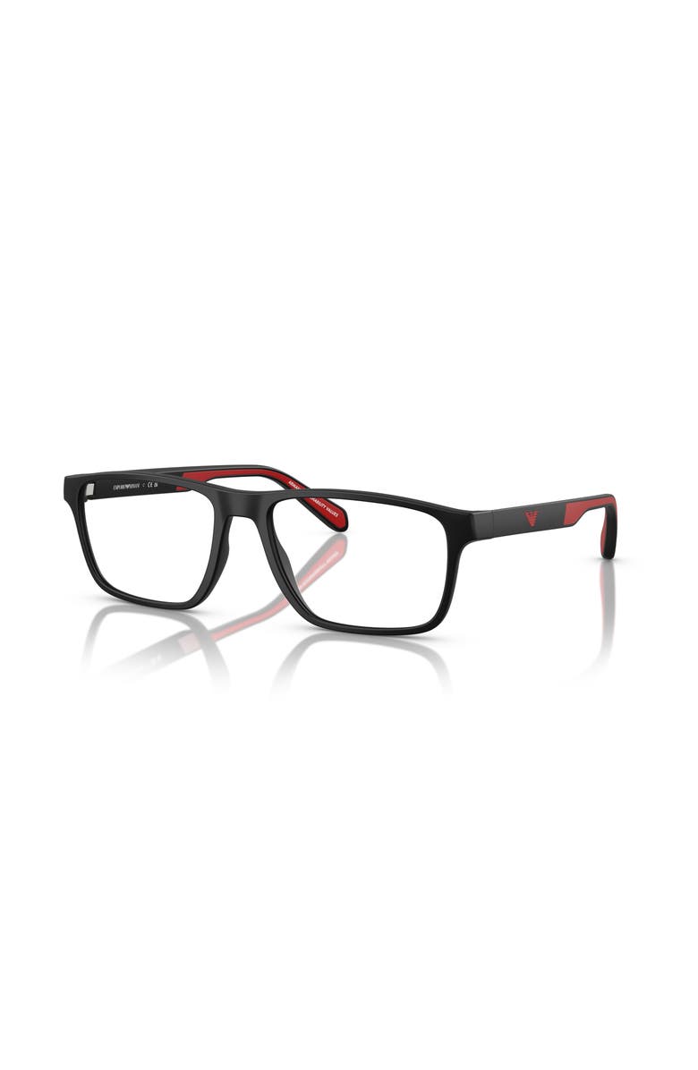 Emporio Armani 54mm Rectangle optical glasses, Main, color, Black