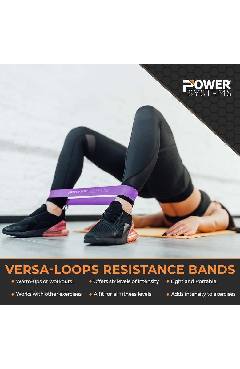 Power Systems 12" Versa Loop Resistance Band Durable Workout Bands, Alternate, color, Light Blue