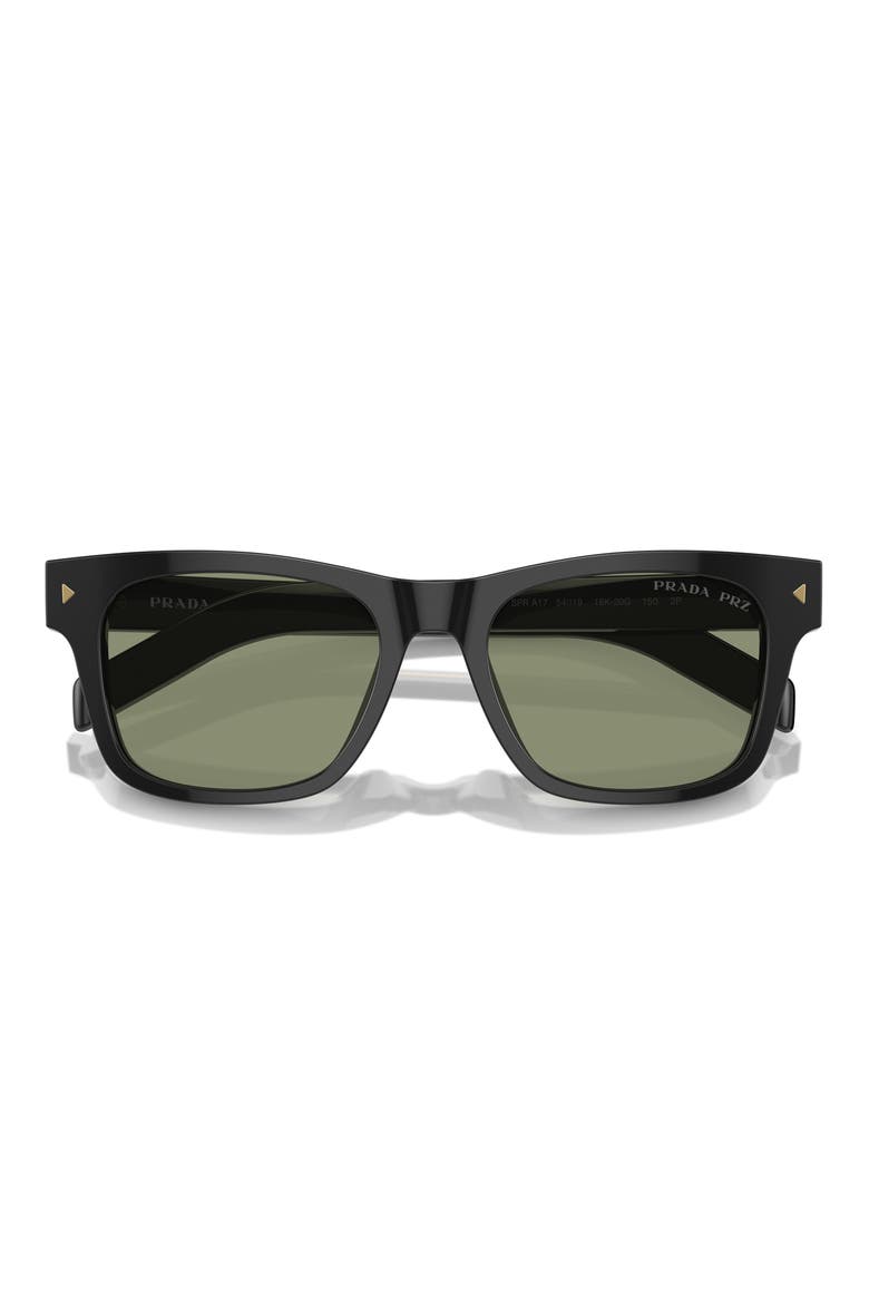 54mm Polarized Rectangular Sunglasses, Alternate, color, BLACK