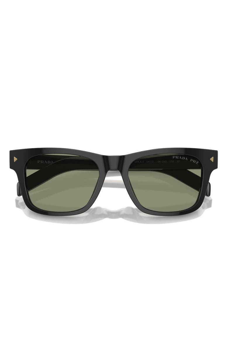 Prada 54mm Polarized Rectangular Sunglasses, Alternate, color, Black