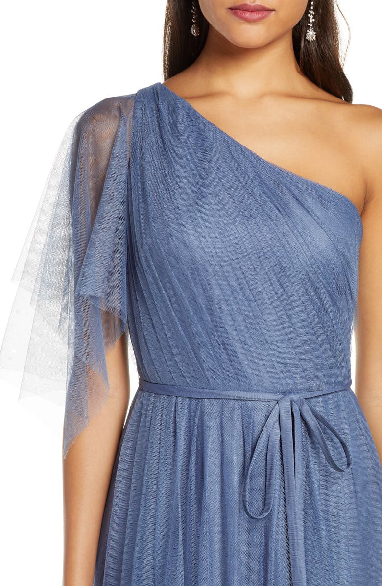 Marchesa Notte One-Shoulder Tulle A-Line Gown, Alternate, color, 