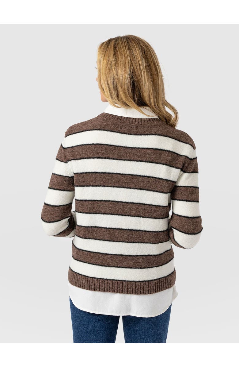 Saint + Sofia Azura Knit Sweater, Alternate, color, Brown Stripe