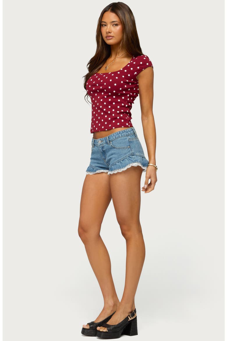 Mookie Polka Dot Crop Top, Alternate, color, BURGUNDY-AND-WHITE